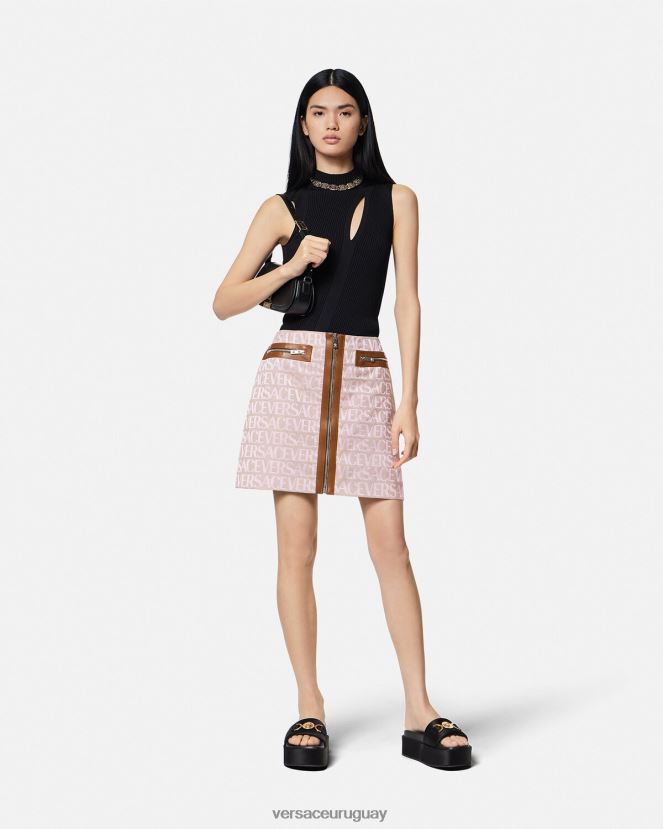 Versace minifalda por toda la prenda mujer rosa y estampado ropa H88R0H165
