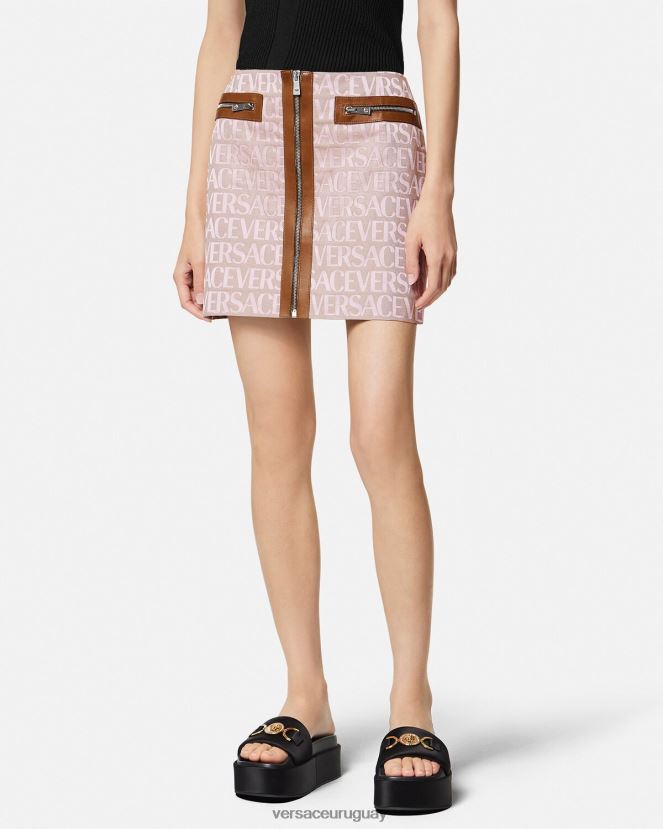 Versace minifalda por toda la prenda mujer rosa y estampado ropa H88R0H165