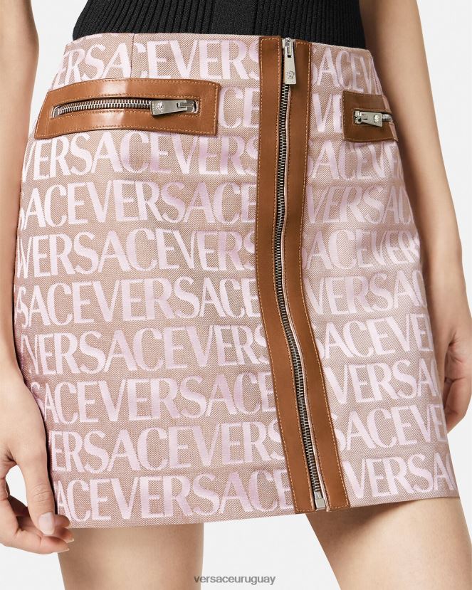 Versace minifalda por toda la prenda mujer rosa y estampado ropa H88R0H165
