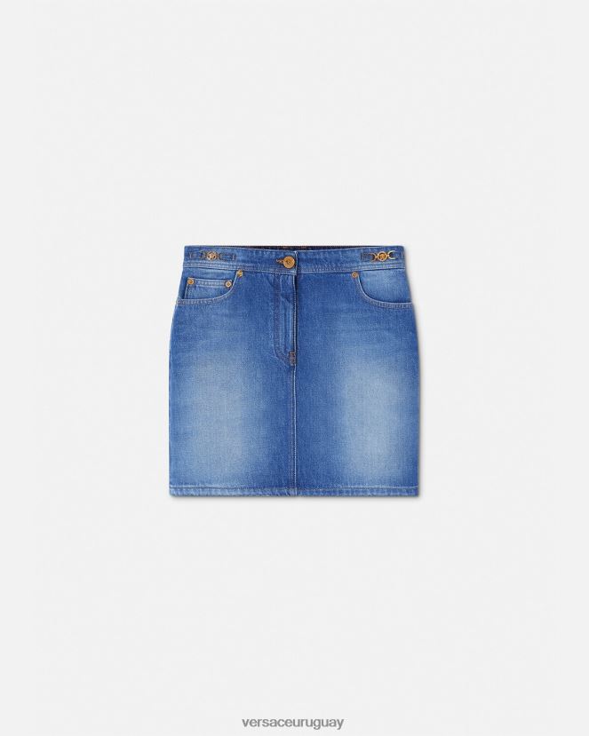 Versace minifalda vaquera con Medusa '95 mujer azul ropa H88R0H167
