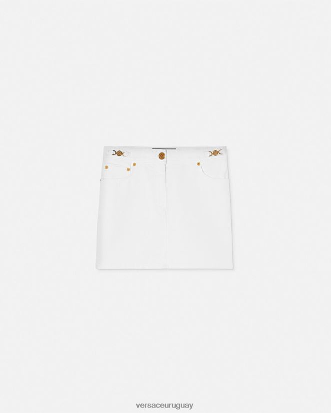 Versace minifalda vaquera con Medusa '95 mujer blanco ropa H88R0H161