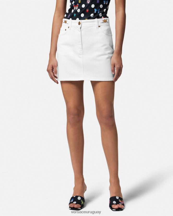 Versace minifalda vaquera con Medusa \'95 mujer blanco ropa H88R0H161
