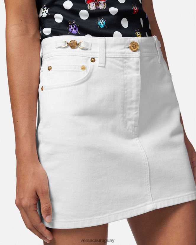 Versace minifalda vaquera con Medusa \'95 mujer blanco ropa H88R0H161