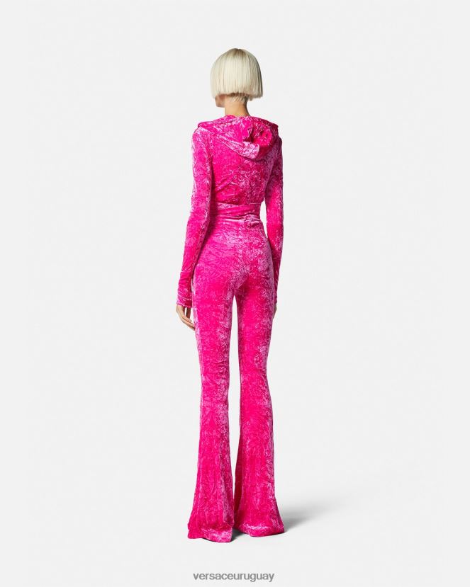 Versace mono largo con capucha de terciopelo con Medusa \'95 mujer fucsia ropa H88R0H56