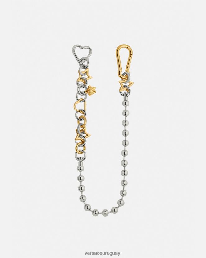 Versace cinturón con trabillas de cadena original mujer oro plateado ropa H88R0H218