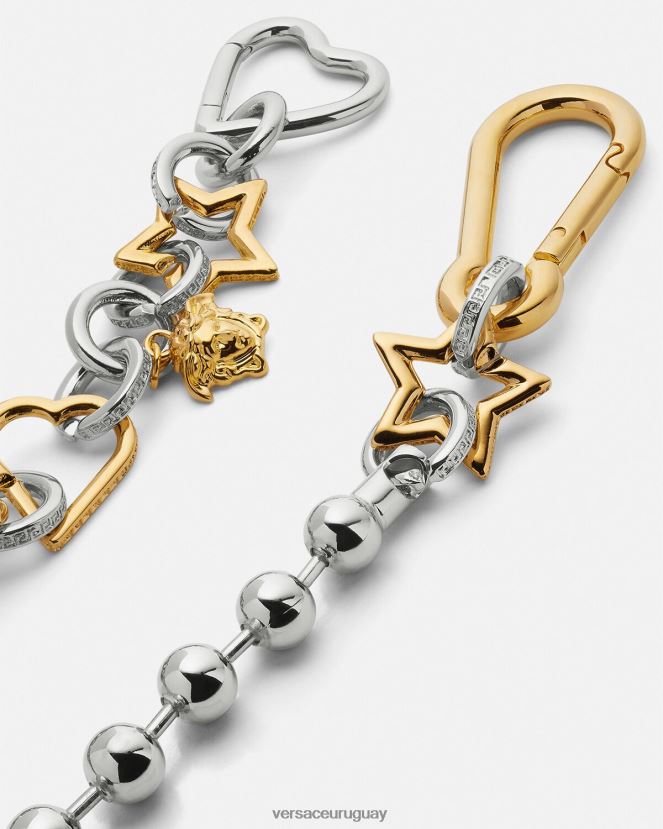 Versace cinturón con trabillas de cadena original mujer oro plateado ropa H88R0H218