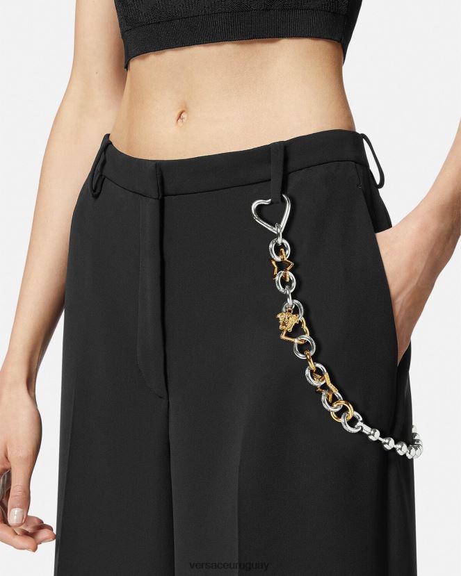 Versace cinturón con trabillas de cadena original mujer oro plateado ropa H88R0H218