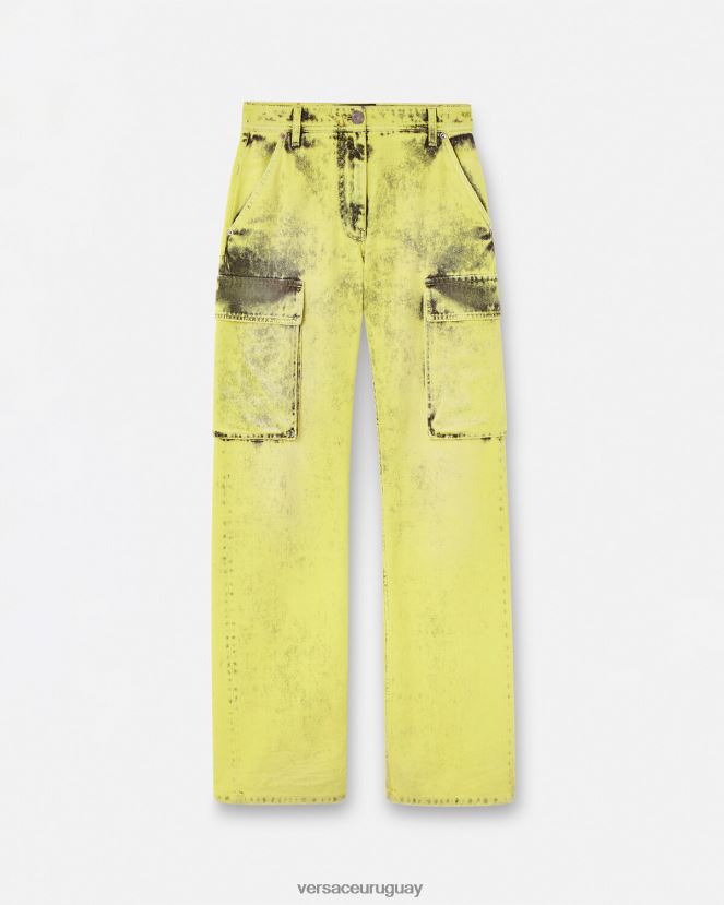 Versace jeans cargo desgastados mujer amarillo ropa H88R0H225