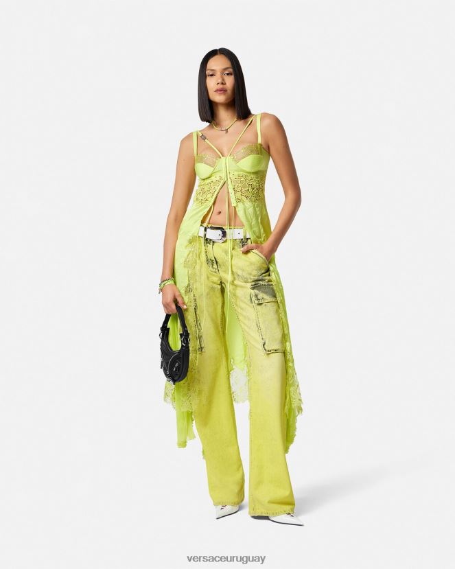 Versace jeans cargo desgastados mujer amarillo ropa H88R0H225