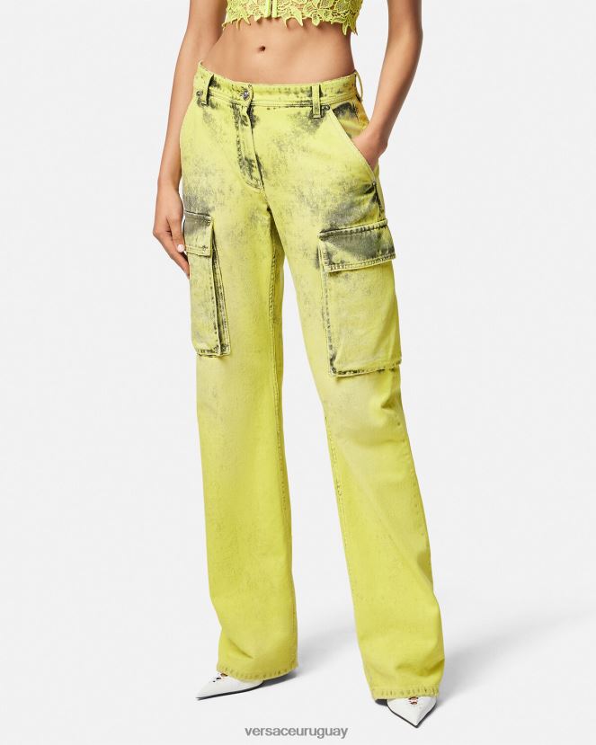 Versace jeans cargo desgastados mujer amarillo ropa H88R0H225