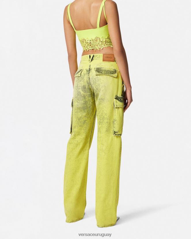 Versace jeans cargo desgastados mujer amarillo ropa H88R0H225