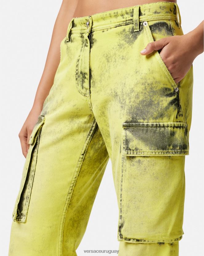 Versace jeans cargo desgastados mujer amarillo ropa H88R0H225