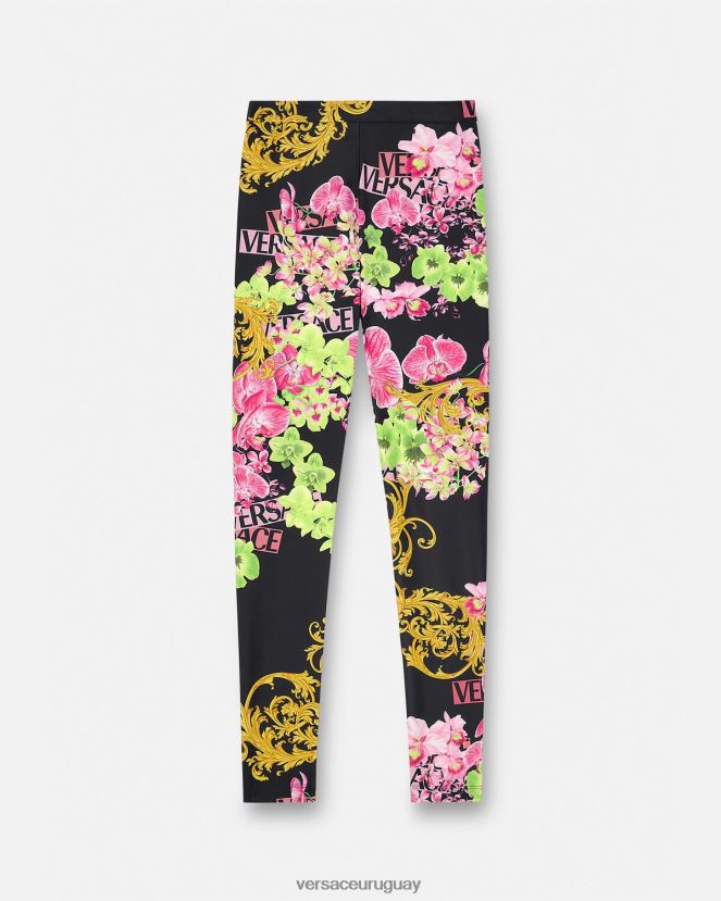 Versace leggins con orquídeas medusa mujer negro y estampado ropa H88R0H221