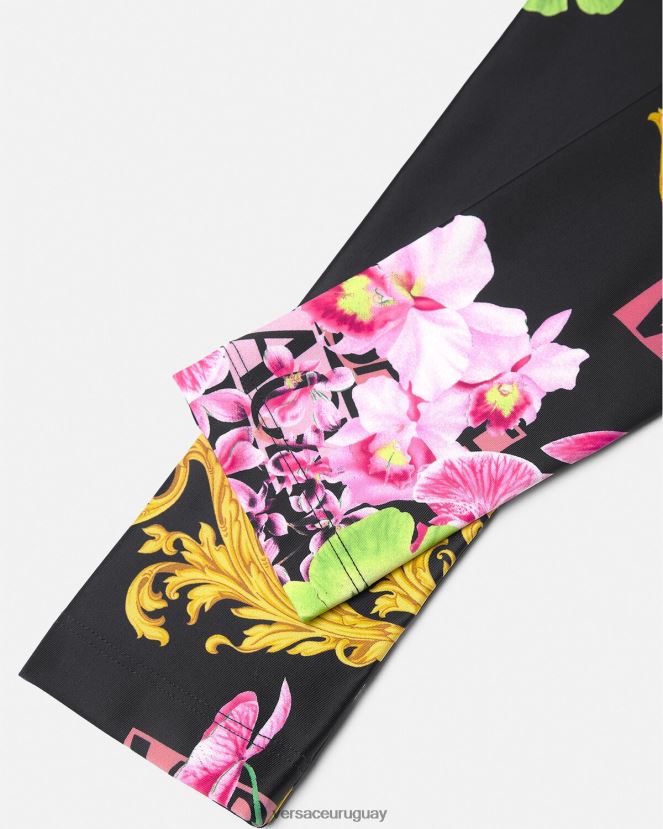 Versace leggins con orquídeas medusa mujer negro y estampado ropa H88R0H221