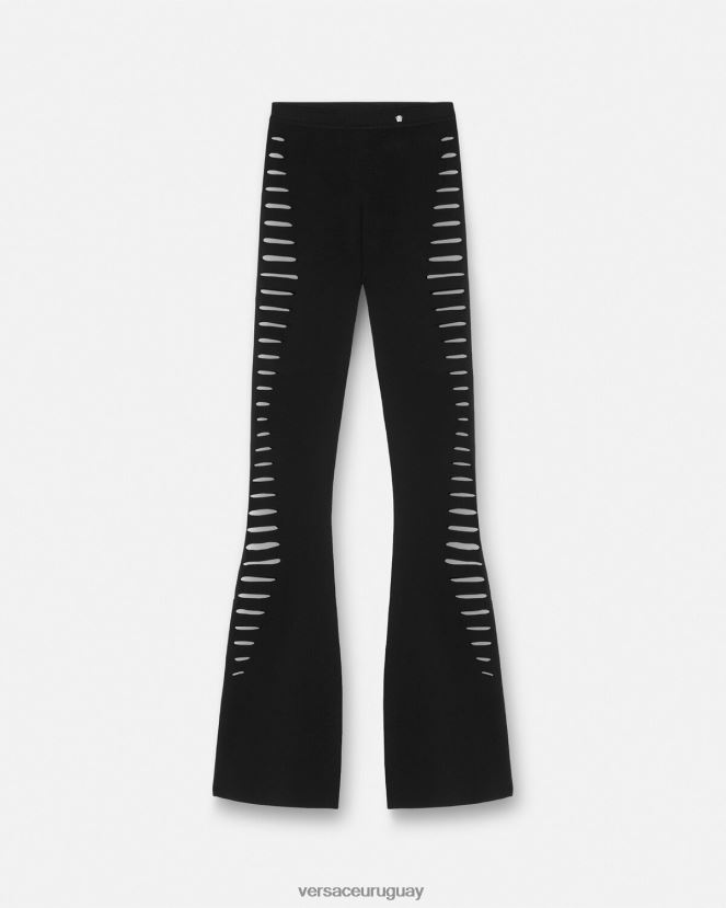 Versace pantalones acampanados de punto con cortes mujer negro ropa H88R0H208