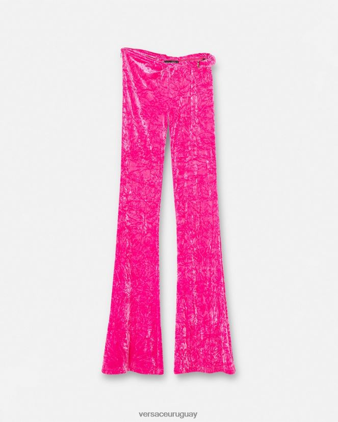 Versace pantalones acampanados de terciopelo enrollados mujer fucsia ropa H88R0H215