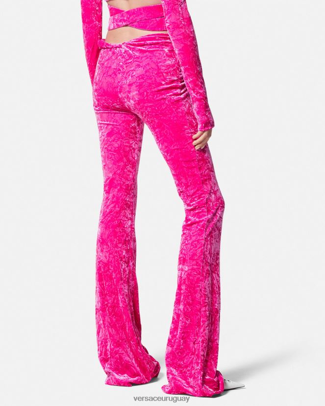 Versace pantalones acampanados de terciopelo enrollados mujer fucsia ropa H88R0H215