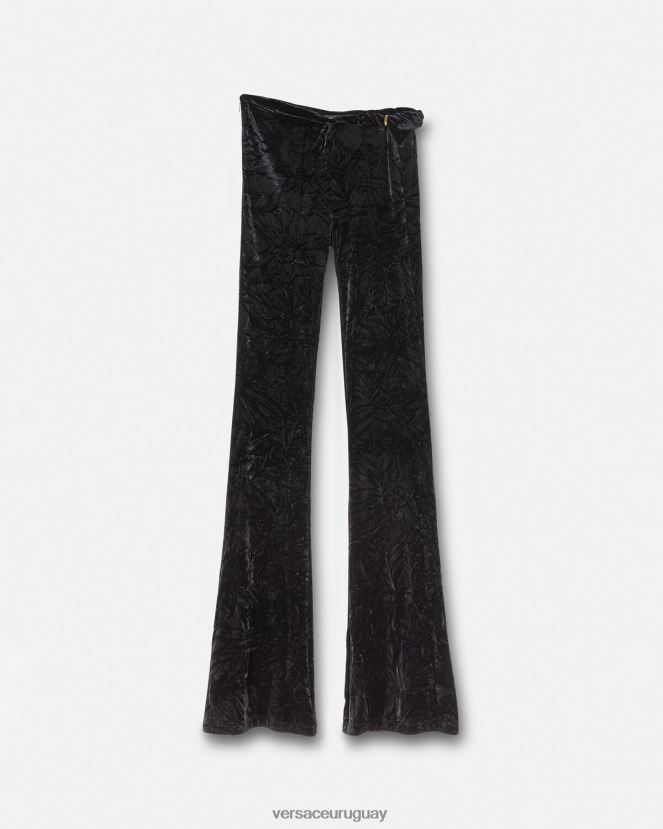 Versace pantalones acampanados de terciopelo enrollados mujer negro ropa H88R0H216