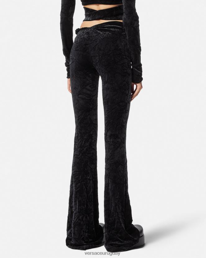 Versace pantalones acampanados de terciopelo enrollados mujer negro ropa H88R0H216