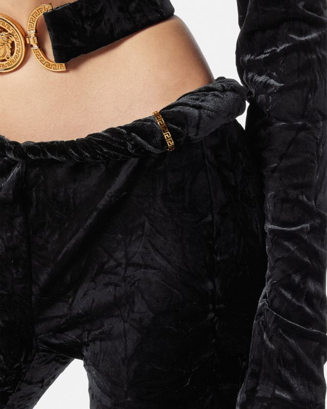 Versace pantalones acampanados de terciopelo enrollados mujer negro ropa H88R0H216