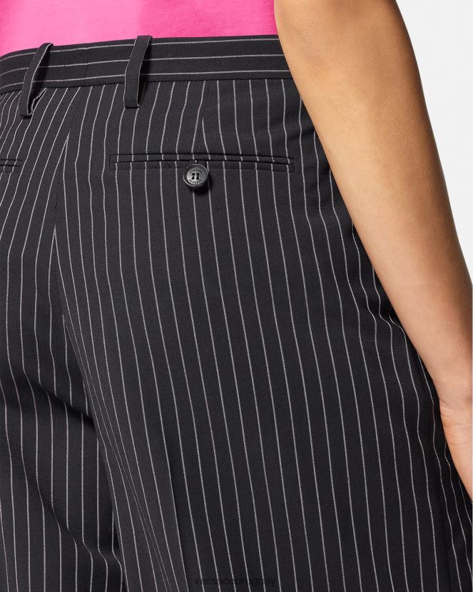 Versace pantalones anchos a rayas diplomáticas mujer negro ropa H88R0H123