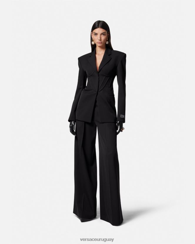Versace pantalones anchos con pliegues mujer negro ropa H88R0H200