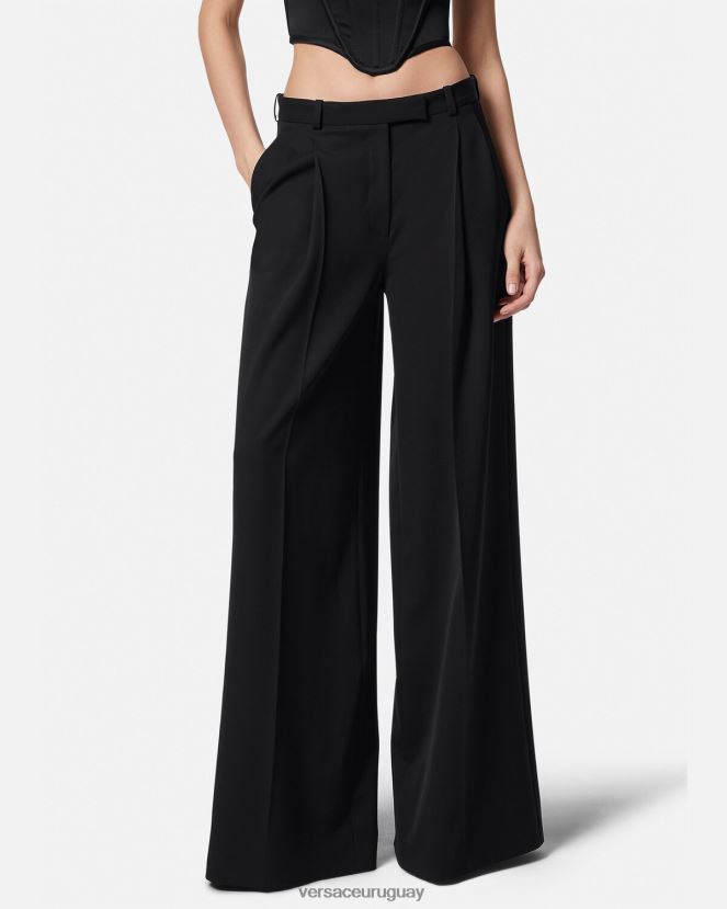 Versace pantalones anchos con pliegues mujer negro ropa H88R0H200