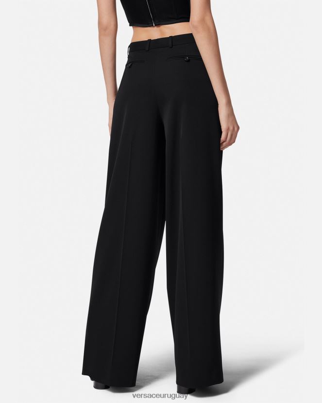 Versace pantalones anchos con pliegues mujer negro ropa H88R0H200