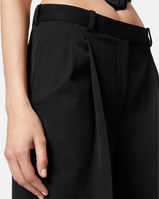 Versace pantalones anchos con pliegues mujer negro ropa H88R0H200