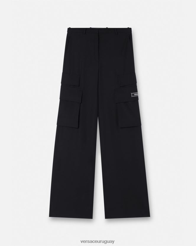 Versace pantalones cargo anchos mujer negro ropa H88R0H204