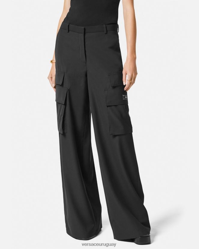Versace pantalones cargo anchos mujer negro ropa H88R0H204