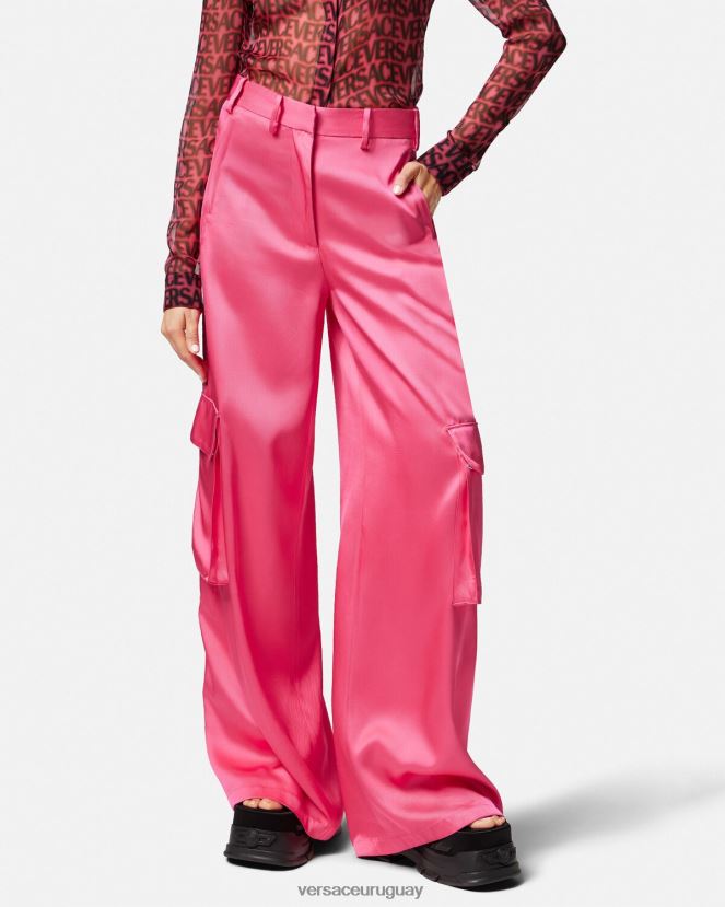 Versace pantalones cargo anchos mujer rosa ropa H88R0H209
