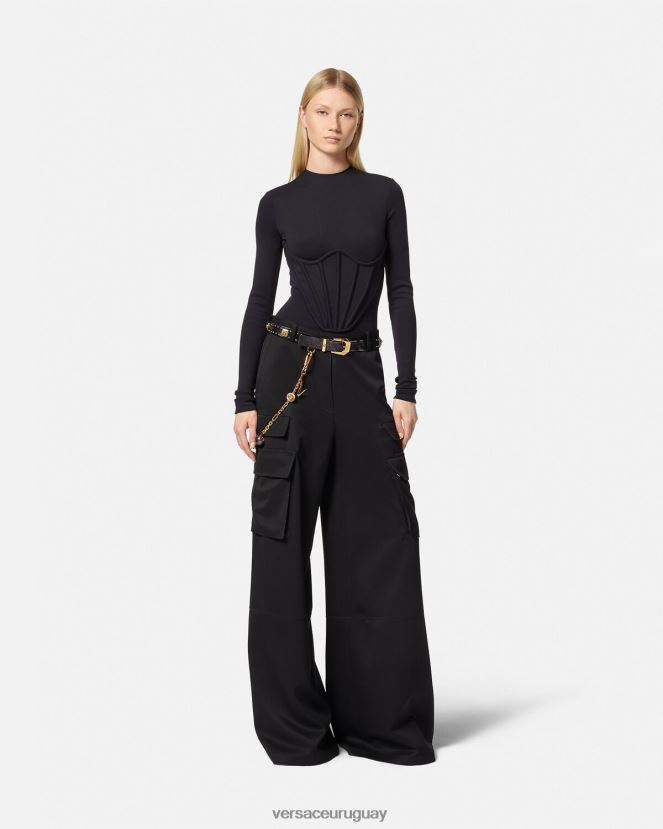 Versace pantalones cargo con logo mujer negro ropa H88R0H201
