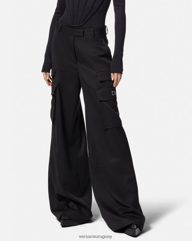 Versace pantalones cargo con logo mujer negro ropa H88R0H201
