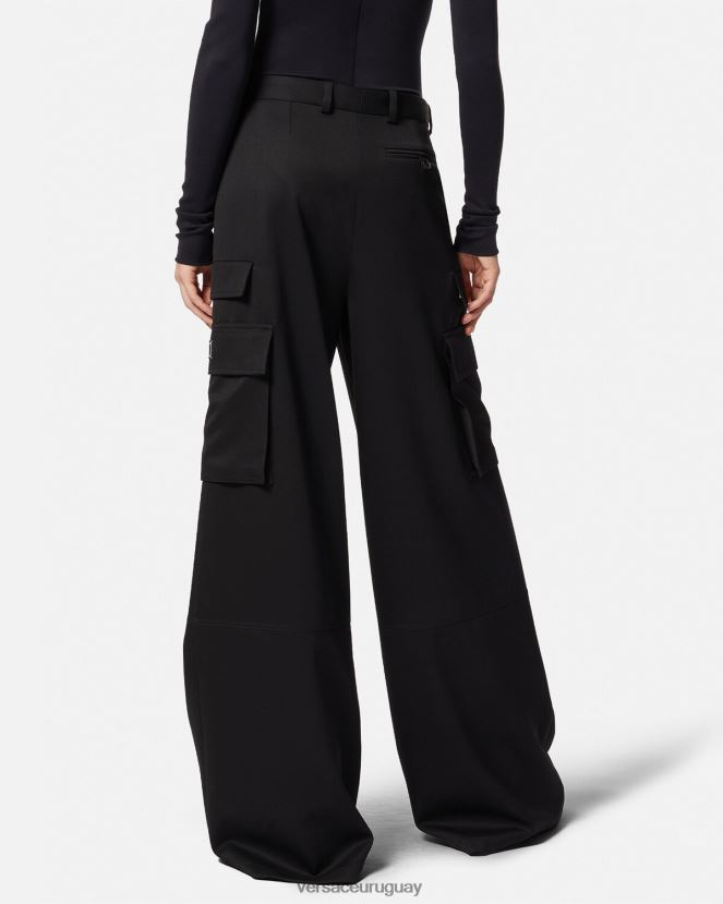 Versace pantalones cargo con logo mujer negro ropa H88R0H201