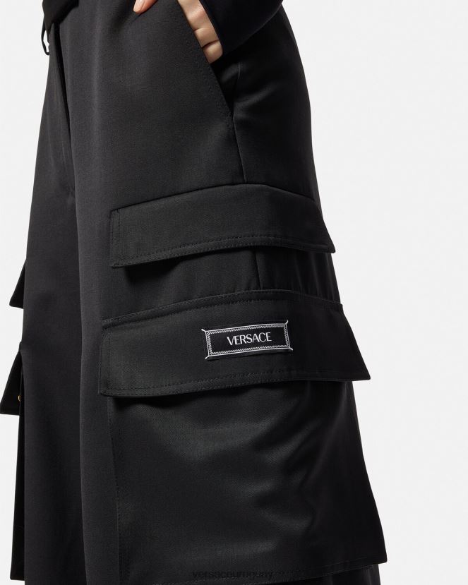 Versace pantalones cargo con logo mujer negro ropa H88R0H201