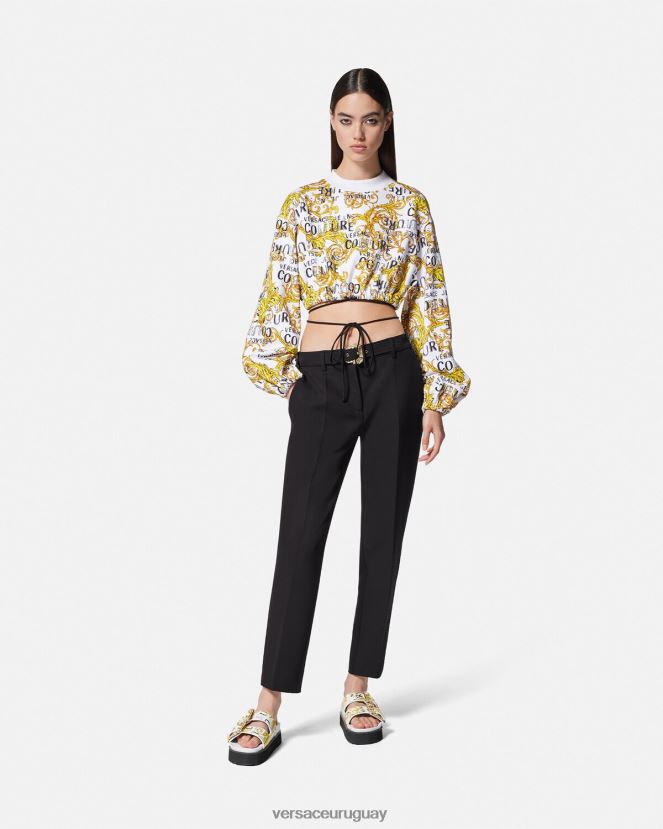 Versace pantalones con hebilla barroca mujer negro ropa H88R0H2150