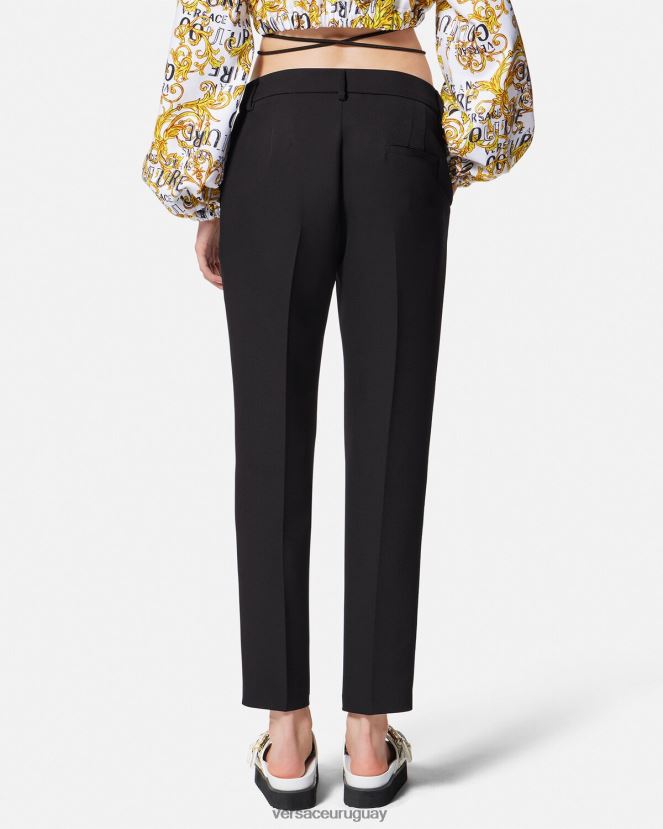 Versace pantalones con hebilla barroca mujer negro ropa H88R0H2150