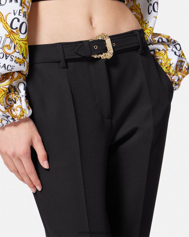 Versace pantalones con hebilla barroca mujer negro ropa H88R0H2150
