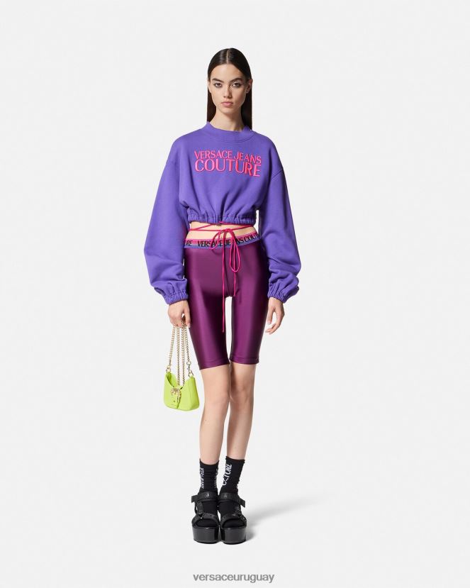 Versace pantalones cortos de ciclismo con logo mujer Violeta ropa H88R0H2242