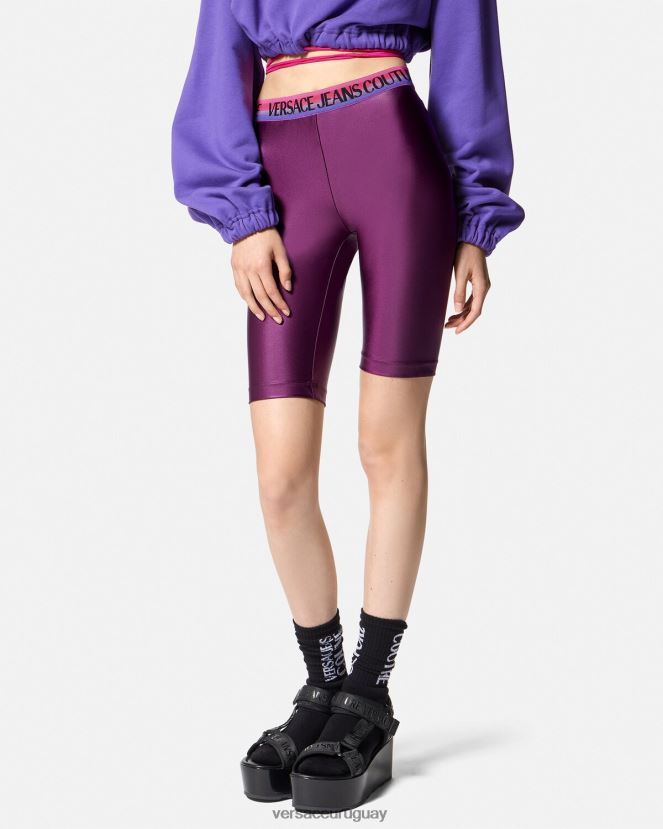 Versace pantalones cortos de ciclismo con logo mujer Violeta ropa H88R0H2242