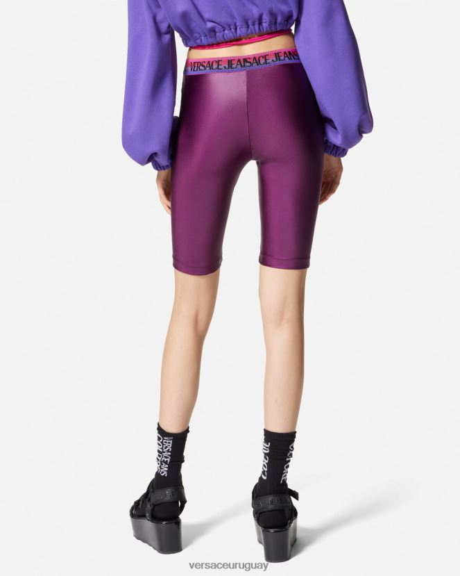Versace pantalones cortos de ciclismo con logo mujer Violeta ropa H88R0H2242