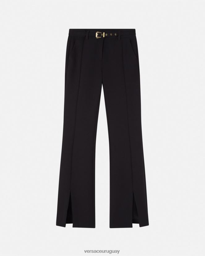Versace pantalones de alta costura barroca con 1 hebilla mujer negro ropa H88R0H2247