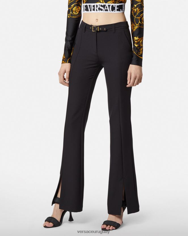 Versace pantalones de alta costura barroca con 1 hebilla mujer negro ropa H88R0H2247