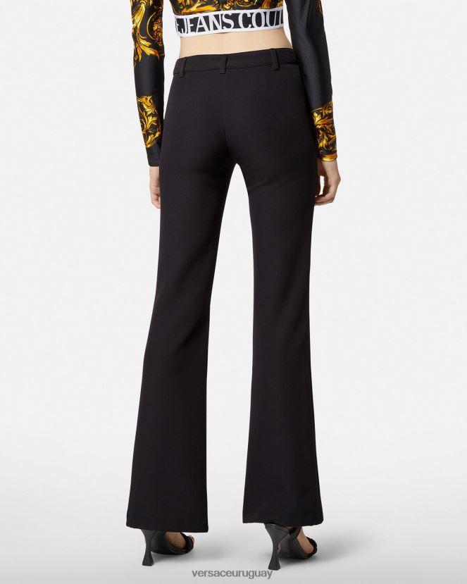 Versace pantalones de alta costura barroca con 1 hebilla mujer negro ropa H88R0H2247