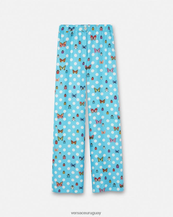 Versace pantalones de seda mariposas mujer imprimir ropa H88R0H196