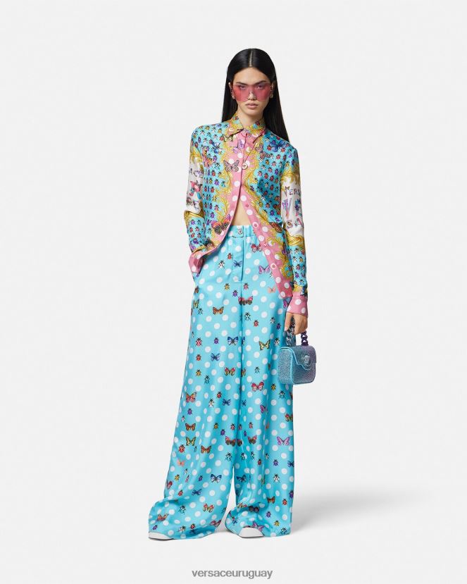 Versace pantalones de seda mariposas mujer imprimir ropa H88R0H196