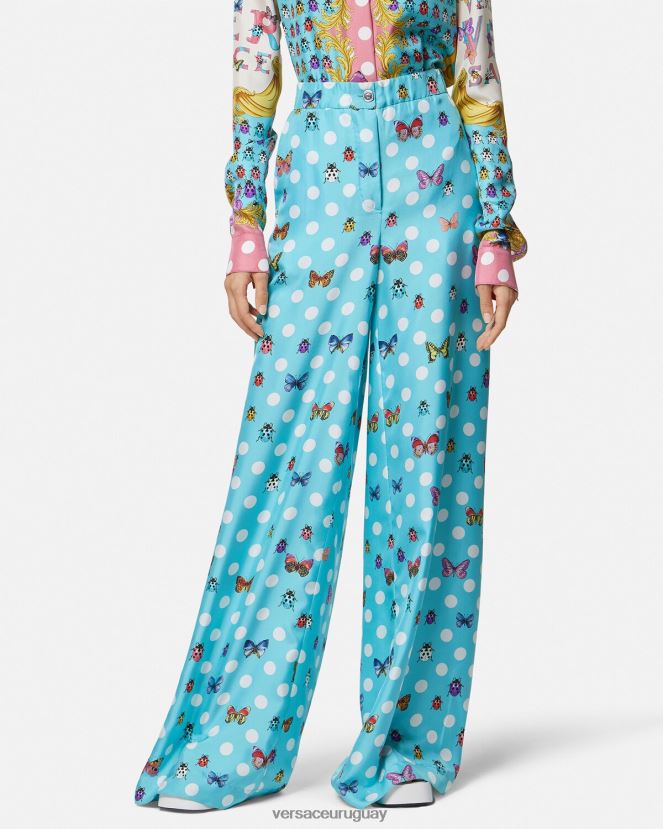Versace pantalones de seda mariposas mujer imprimir ropa H88R0H196