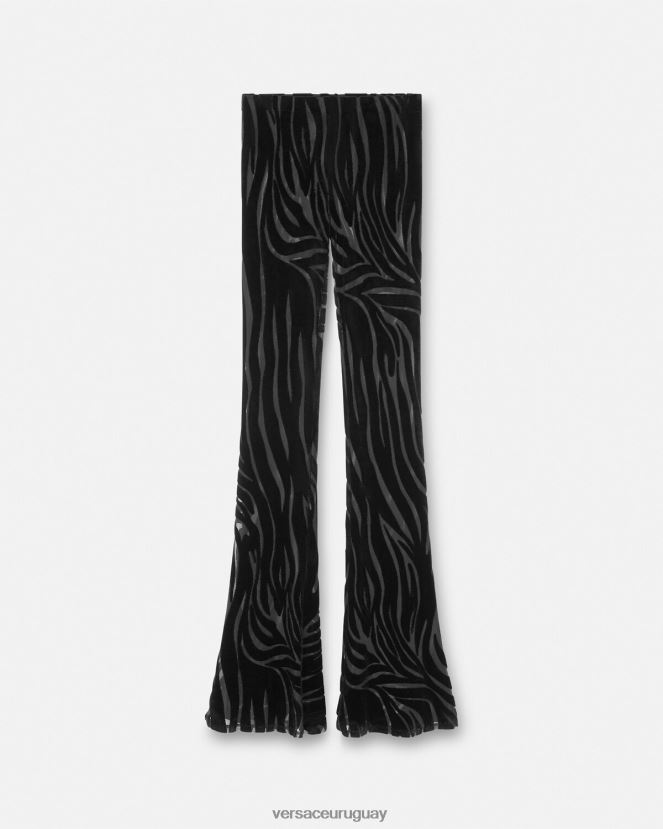 Versace pantalones de terciopelo de cebra mujer negro ropa H88R0H222