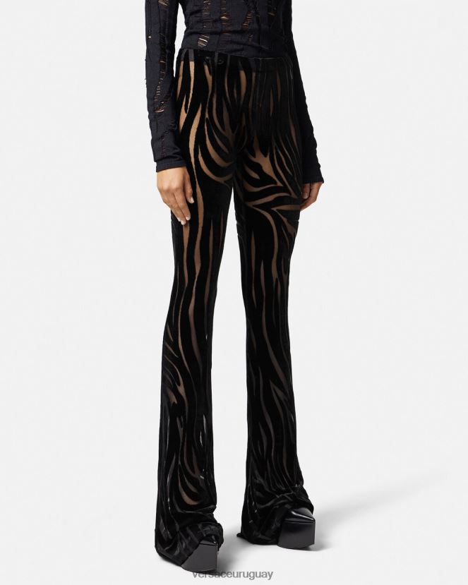 Versace pantalones de terciopelo de cebra mujer negro ropa H88R0H222
